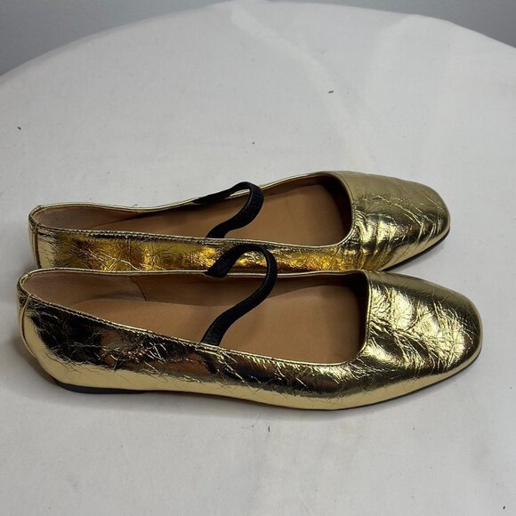 Madewell $98 The Greta Ballet Flat Metallic Gold Size 7 NR847 - Picture 6 of 12